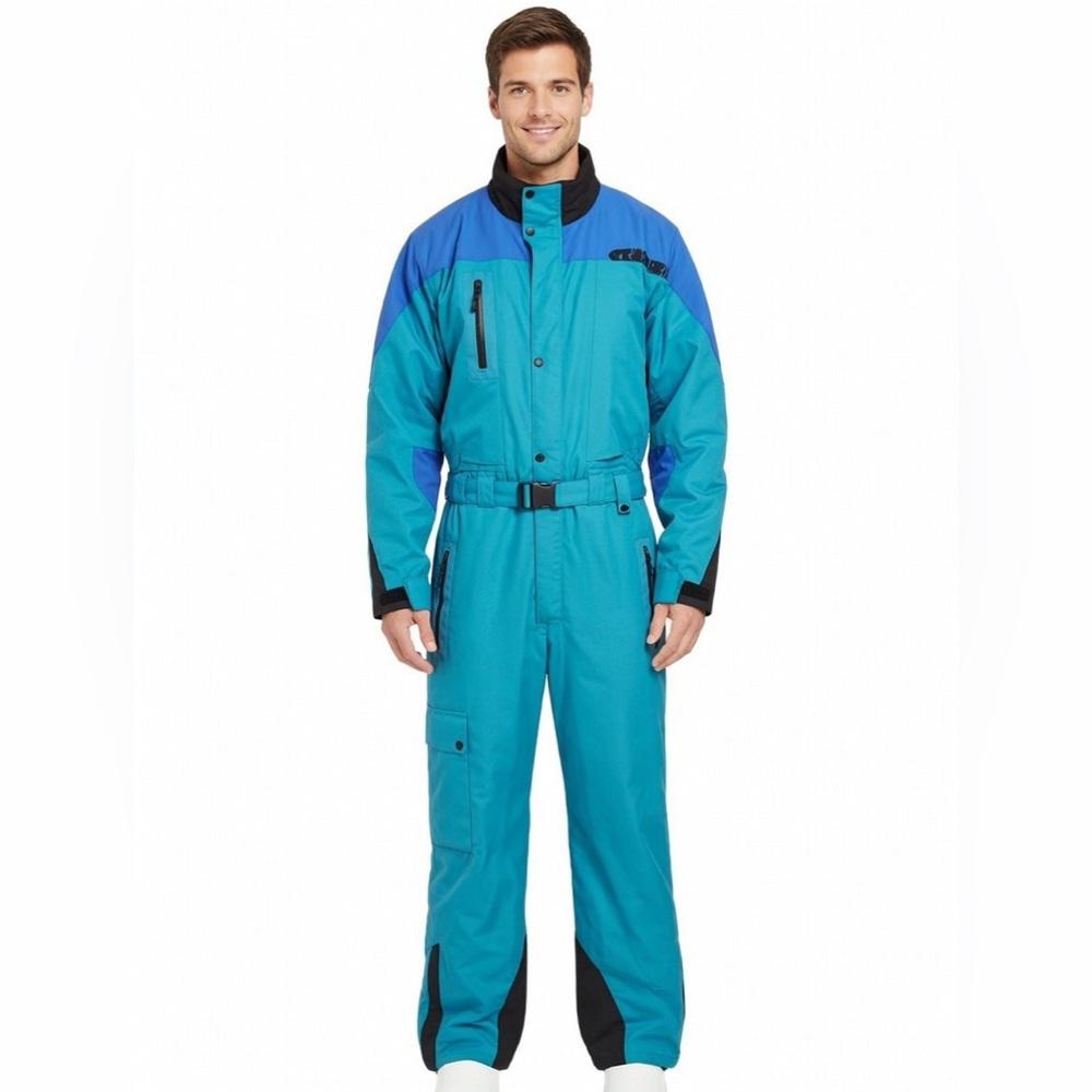 MOUNTAIN GOAT Men's Teal, Blue & Black Insulated Ski Suit Jacket